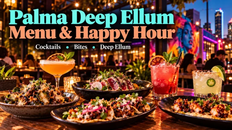 Palma Deep Ellum menu and happy hour featured image with cocktails, sushi, shared plates and Deep Ellum nightlife