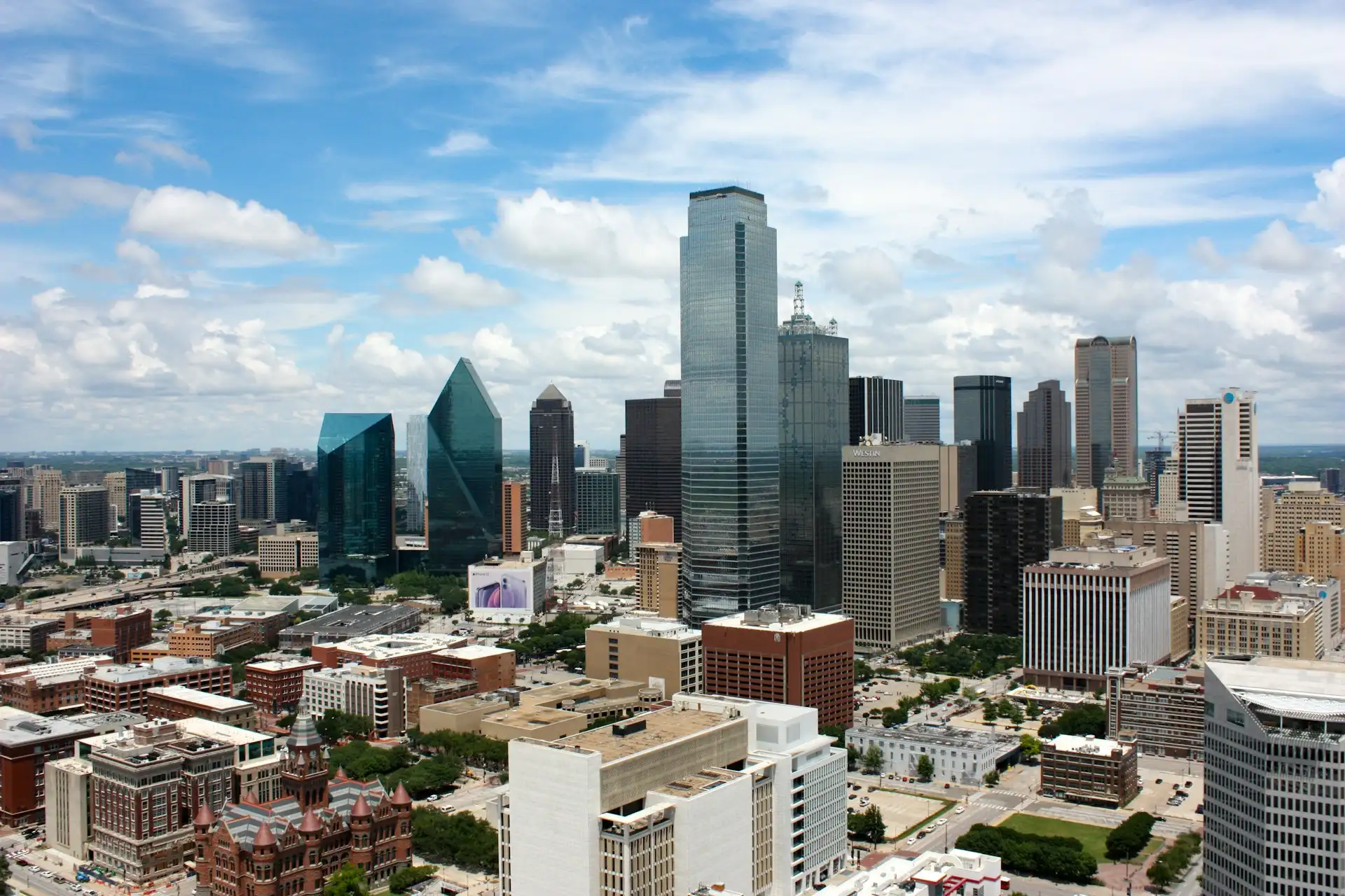 Dallas city skyline and downtown buildings